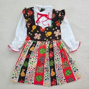 Vintage 70s Fruit + Floral Dress 3t/4